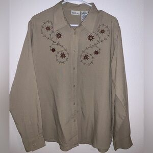 Embroidered Ladies Button-Down